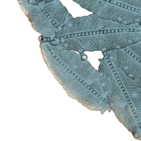 Wall Plaques-Kirkland's Home Metal Feather Round Wall Plaques, Set Of 3 Blue