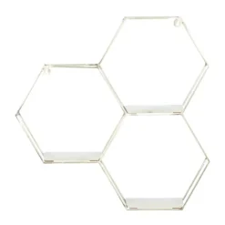 Shelves-Kirkland's Home Metal Frame And White Marble Wall Shelf Silver