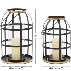 Lanterns-Kirkland's Home Metal Frame Lanterns, Set Of 2 Black