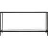 Console Tables-Kirkland's Home Metal Glass Top Console Table Black