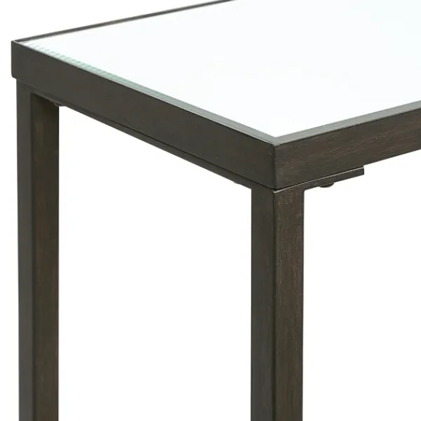 Console Tables-Kirkland's Home Metal Glass Top Console Table Black