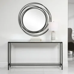 Console Tables-Kirkland's Home Metal Glass Top Console Table Black