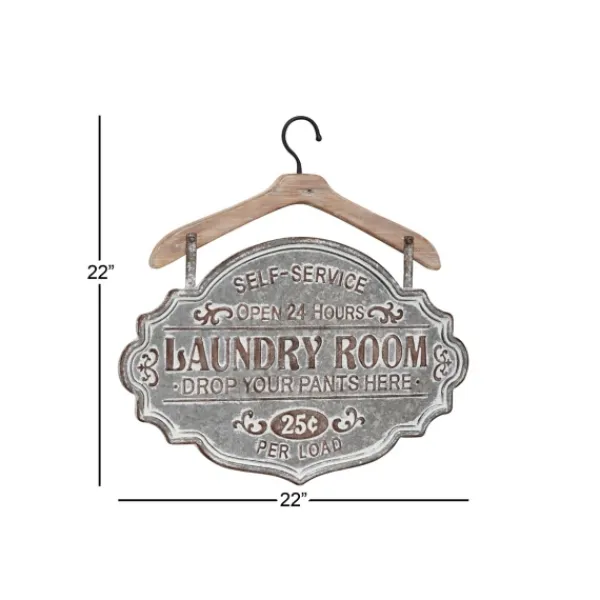 Wall Quotes & Signs-Kirkland's Home Metal Laundry Room Wall Plaque Gray