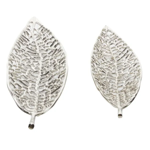 Decorative Trays-Kirkland's Home Metal Leaf Trays, Set Of 2 Silver