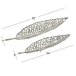 Decorative Trays-Kirkland's Home Metal Leaf Trays, Set Of 2 Silver