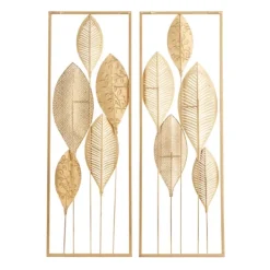 Wall Plaques-Kirkland's Home Metal Leaves Wall Plaques, Set Of 2 Gold