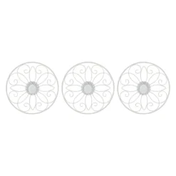Wall Plaques-Kirkland's Home Metal Medallion Wall Plaques, Set Of 3 White