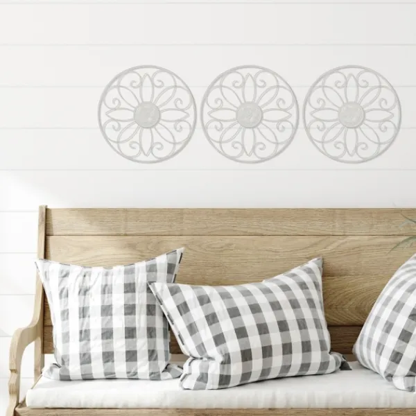 Wall Plaques-Kirkland's Home Metal Medallion Wall Plaques, Set Of 3 White