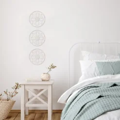 Wall Plaques-Kirkland's Home Metal Medallion Wall Plaques, Set Of 3 White
