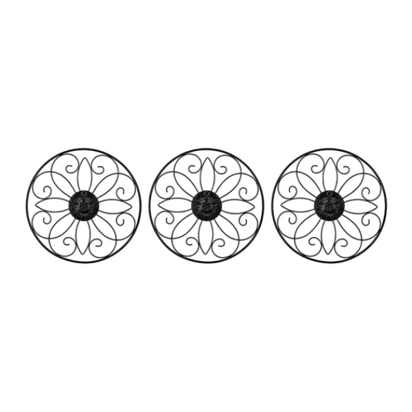 Wall Plaques-Kirkland's Home Metal Medallion Wall Plaques, Set Of 3 Black