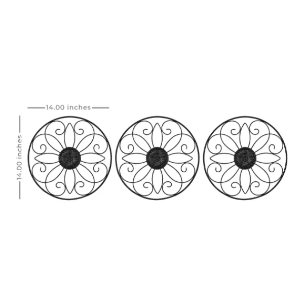 Wall Plaques-Kirkland's Home Metal Medallion Wall Plaques, Set Of 3 Black