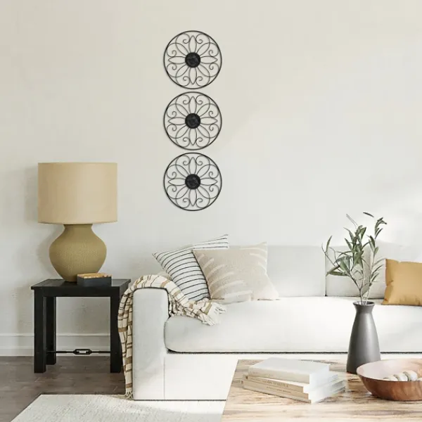 Wall Plaques-Kirkland's Home Metal Medallion Wall Plaques, Set Of 3 Black