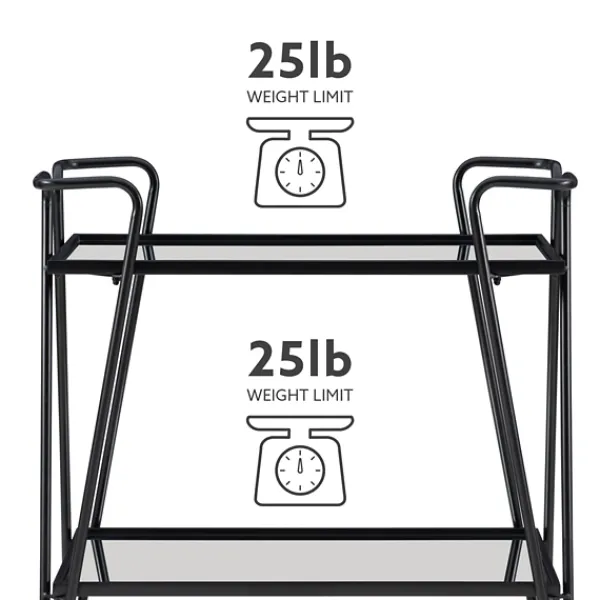 Kitchen Islands & Bar Carts-Kirkland's Home Metal Mirrored Shelves Bar Cart Black