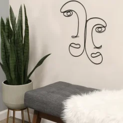Wall Plaques-Kirkland's Home Metal Modern Outline Faces Wall Plaque Black