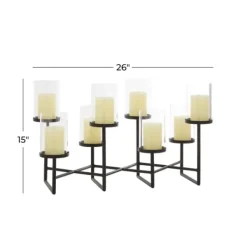 Candle Holders-Kirkland's Home Metal Multi Level Candelabra Runner Black