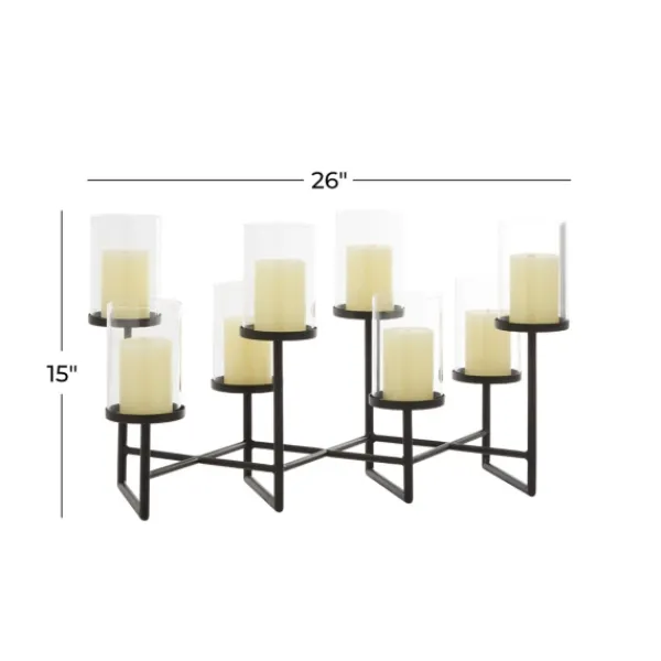 Candle Holders-Kirkland's Home Metal Multi Level Candelabra Runner Black