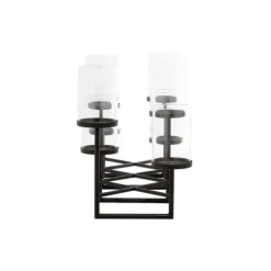 Candle Holders-Kirkland's Home Metal Multi Level Candelabra Runner Black