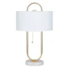 Table Lamps-Kirkland's Home Metal Open Loop Stem White Round Table Lamp Gold