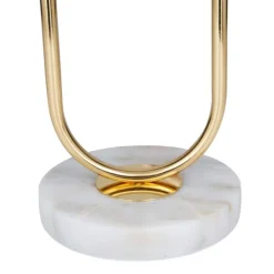 Table Lamps-Kirkland's Home Metal Open Loop Stem White Round Table Lamp Gold