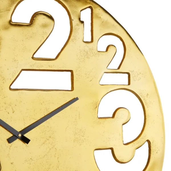 Clocks-Kirkland's Home Metal Round Frame Cutout Numerals Clock Gold