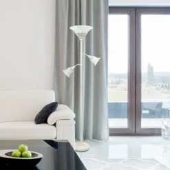 Floor Lamps-Kirkland's Home Metal 3-Scallop Glass Floor Lamp White