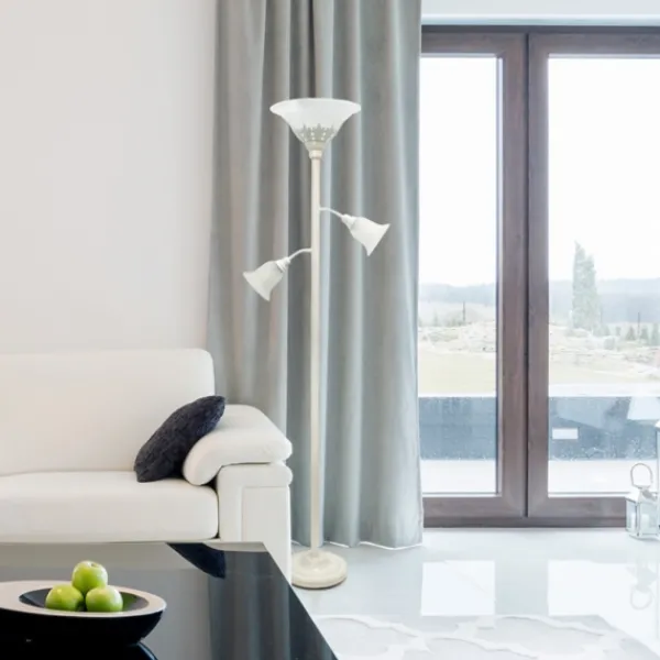 Floor Lamps-Kirkland's Home Metal 3-Scallop Glass Floor Lamp White