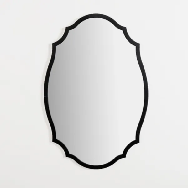 Framed Mirrors-Kirkland's Home Metal Scalloped Edge Mirror Black