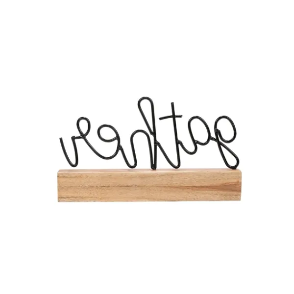 Statues & Figurines-Kirkland's Home Metal Script Gather Wood Block Tan/Black