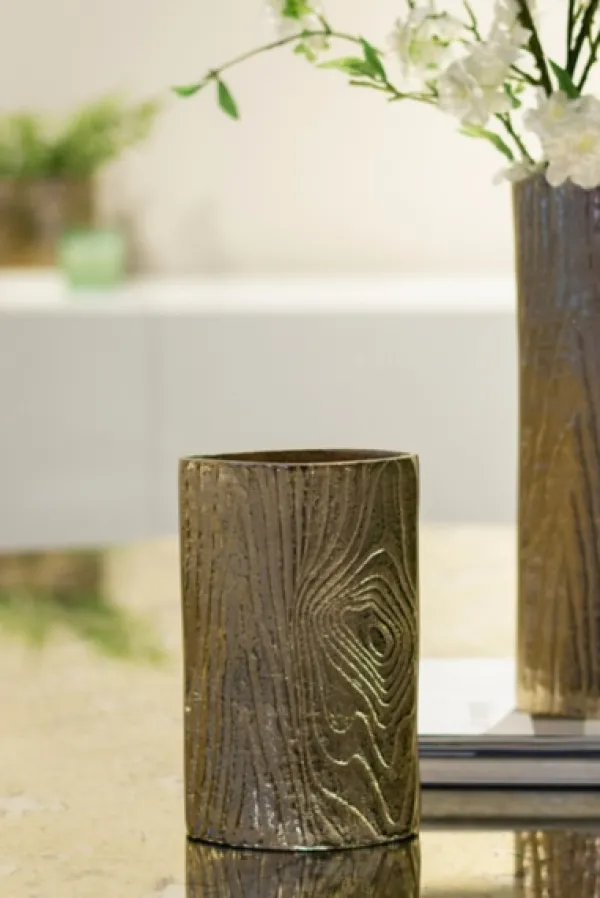 Vases-Kirkland's Home Metal Timber Scape Vase Gold