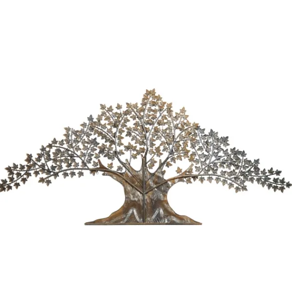 Wall Plaques-Kirkland's Home Metal Trunk With Leaves Wall Plaque Brown