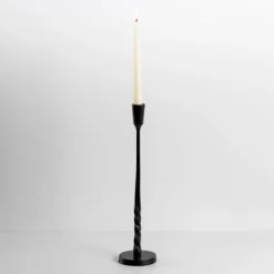 Candle Holders-Kirkland's Home Metal Twisted Taper Candle Holder, 15 In. Black