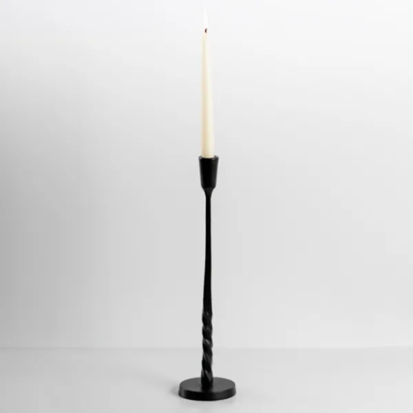 Candle Holders-Kirkland's Home Metal Twisted Taper Candle Holder, 15 In. Black
