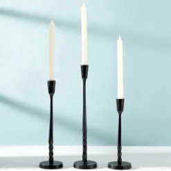 Candle Holders-Kirkland's Home Metal Twisted Taper Candle Holder, 13 In. Black