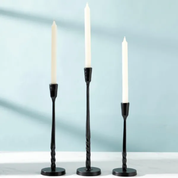 Candle Holders-Kirkland's Home Metal Twisted Taper Candle Holder, 13 In. Black
