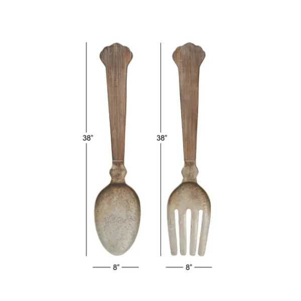 Wall Plaques-Kirkland's Home Metal Utensils Wall Plaques, Set Of 2 Brown