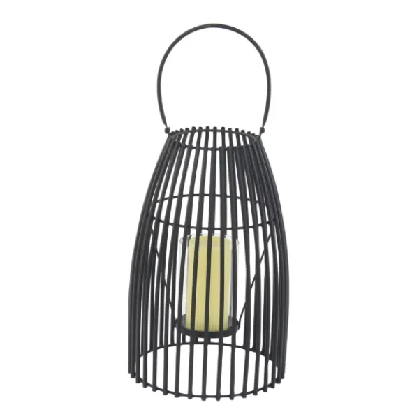 Lanterns-Kirkland's Home Metal Vertical Caged Lantern, 16 In. Black