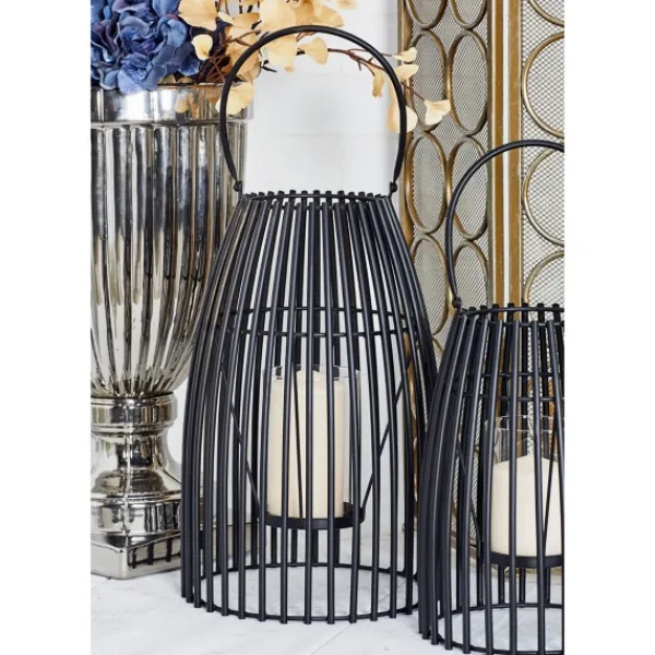 Lanterns-Kirkland's Home Metal Vertical Caged Lantern, 16 In. Black