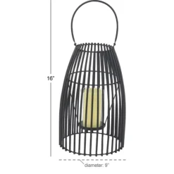 Lanterns-Kirkland's Home Metal Vertical Caged Lantern, 16 In. Black
