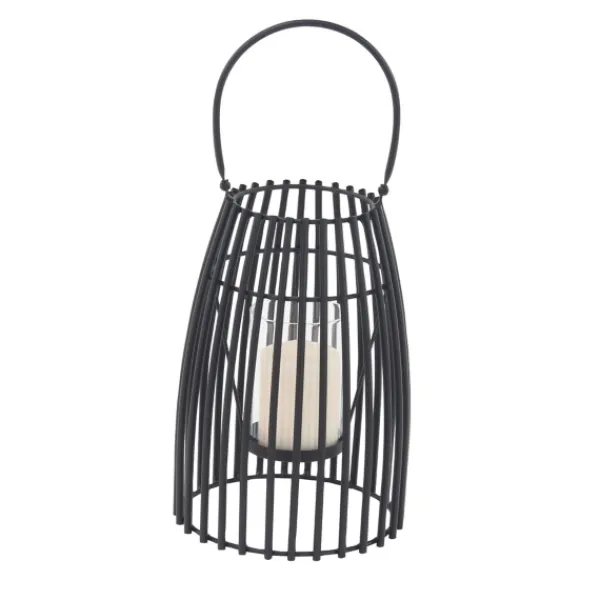 Lanterns-Kirkland's Home Metal Vertical Caged Lantern, 12 In. Black