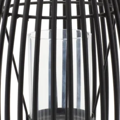 Lanterns-Kirkland's Home Metal Vertical Caged Lantern, 12 In. Black