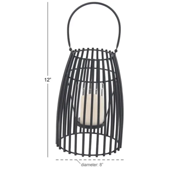Lanterns-Kirkland's Home Metal Vertical Caged Lantern, 12 In. Black
