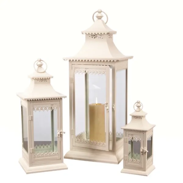Lanterns-Kirkland's Home Metal Vintage Lanterns, Set Of 3 Ivory