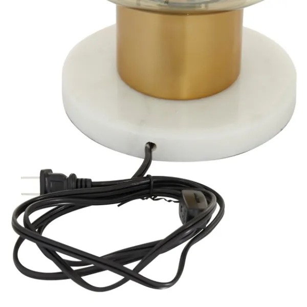 Table Lamps-Kirkland's Home Metal White Marble Mushroom Shade Table Lamp Gold