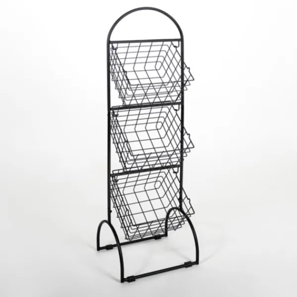 Baskets & Boxes-Kirkland's Home Metal Wire 3-Basket Stand Black