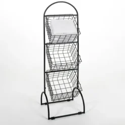 Baskets & Boxes-Kirkland's Home Metal Wire 3-Basket Stand Black