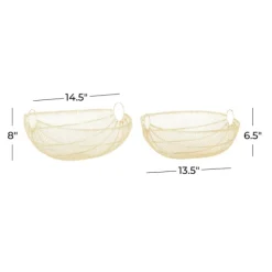 Decorative Bowls & Jars-Kirkland's Home Metal Wire Baskets, Set Of 2 Gold