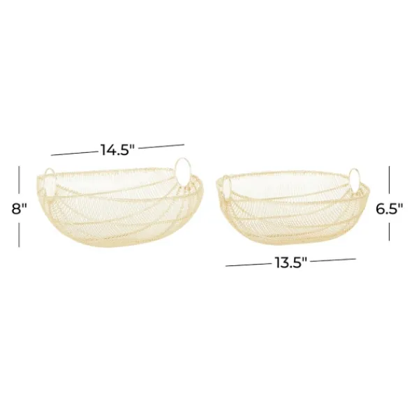Decorative Bowls & Jars-Kirkland's Home Metal Wire Baskets, Set Of 2 Gold
