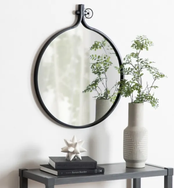 Decorative Mirrors-Kirkland's Home Metal Yitro Wall Mirror Black