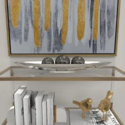 Decorative Trays-Kirkland's Home Metallic Canoe Tray Silver