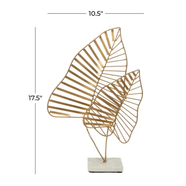 Statues & Figurines-Kirkland's Home Metallic Fern Leaf Sculpture Gold